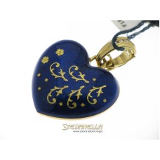 FABERGE' pendente cuore oro giallo 18kt smalto blue e diamanti referenza F-1099